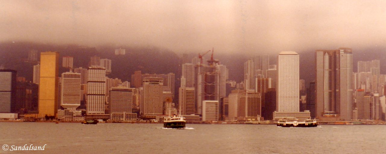 Hong Kong Island, seen from Kowloon with two crossing Star Ferries. Hong Kong - Central