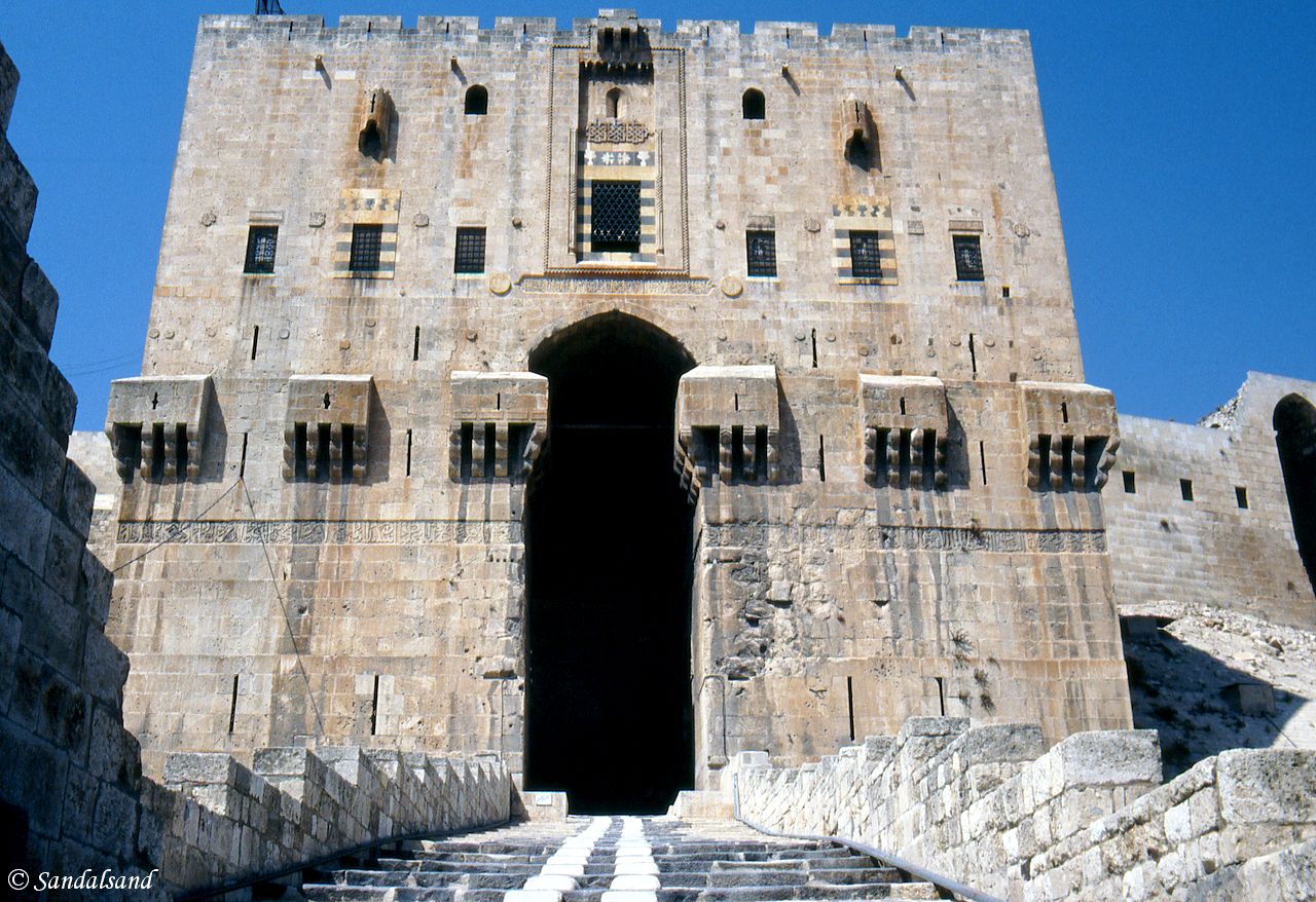Syria - Aleppo - The entrance to the Citadel in the centre of town. There is a fantastic hall in the middle Syria - Aleppo - The entrance to the Citadel in the centre of town. There is a fantastic hall in the middle