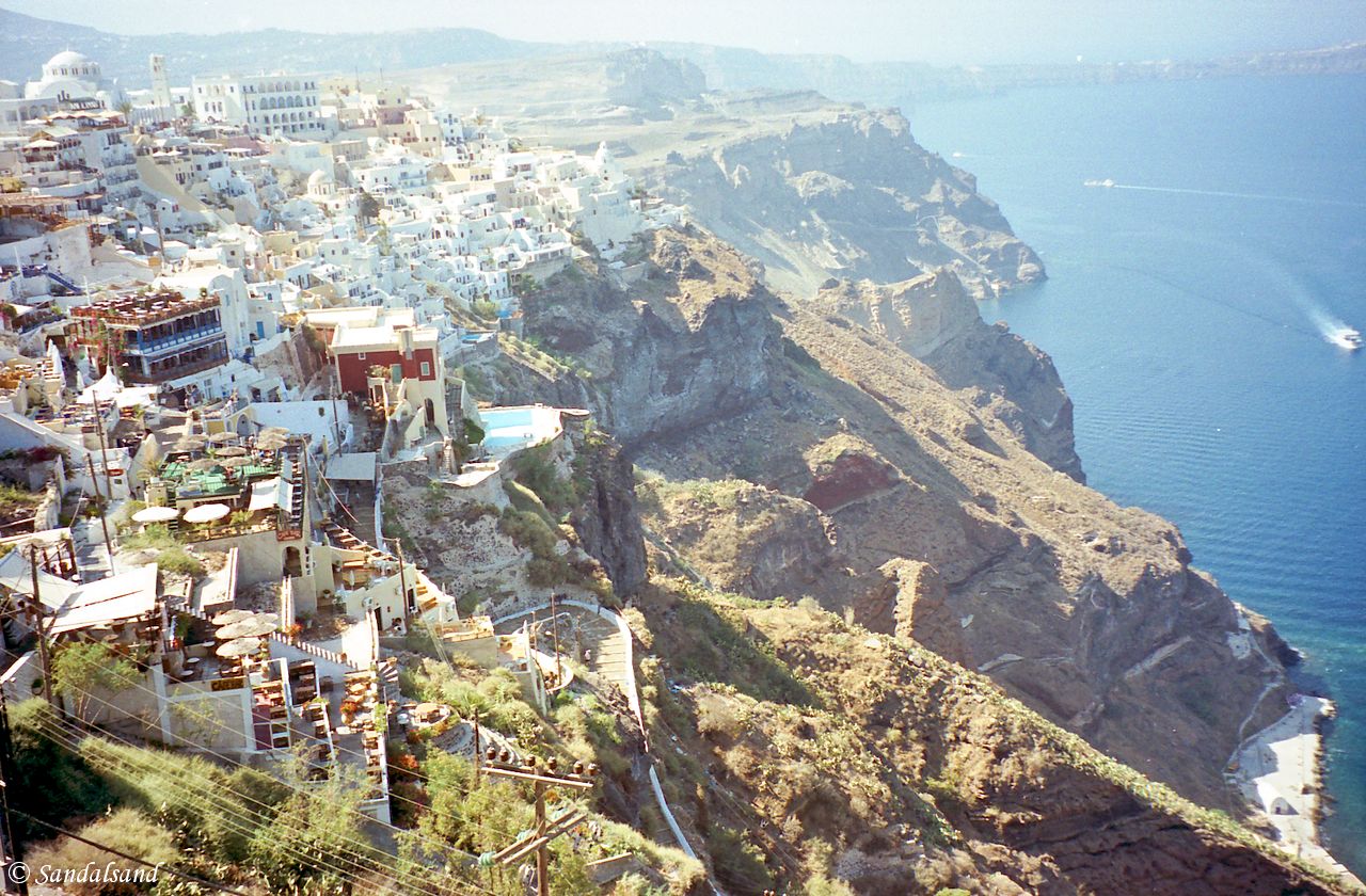 The city of Fira on the volcanic island of Santorini