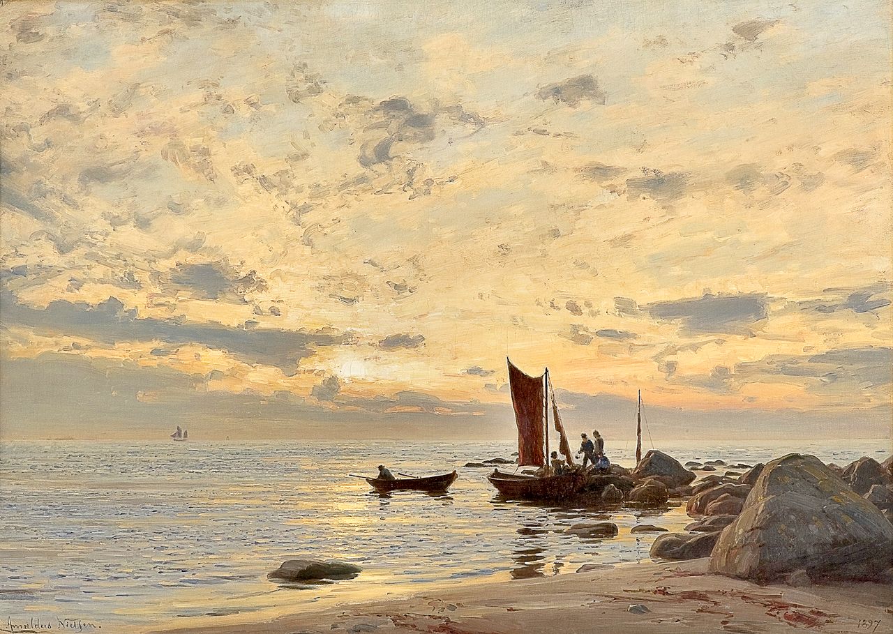 Jæren artwork - Amaldus Clarin Nielsen (1838-1932) - Strandparti fra Nærland etter regn (1897)
