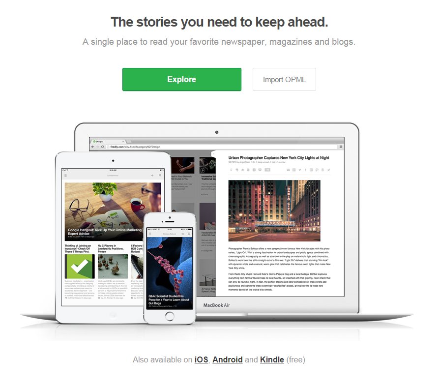 Feedly front page