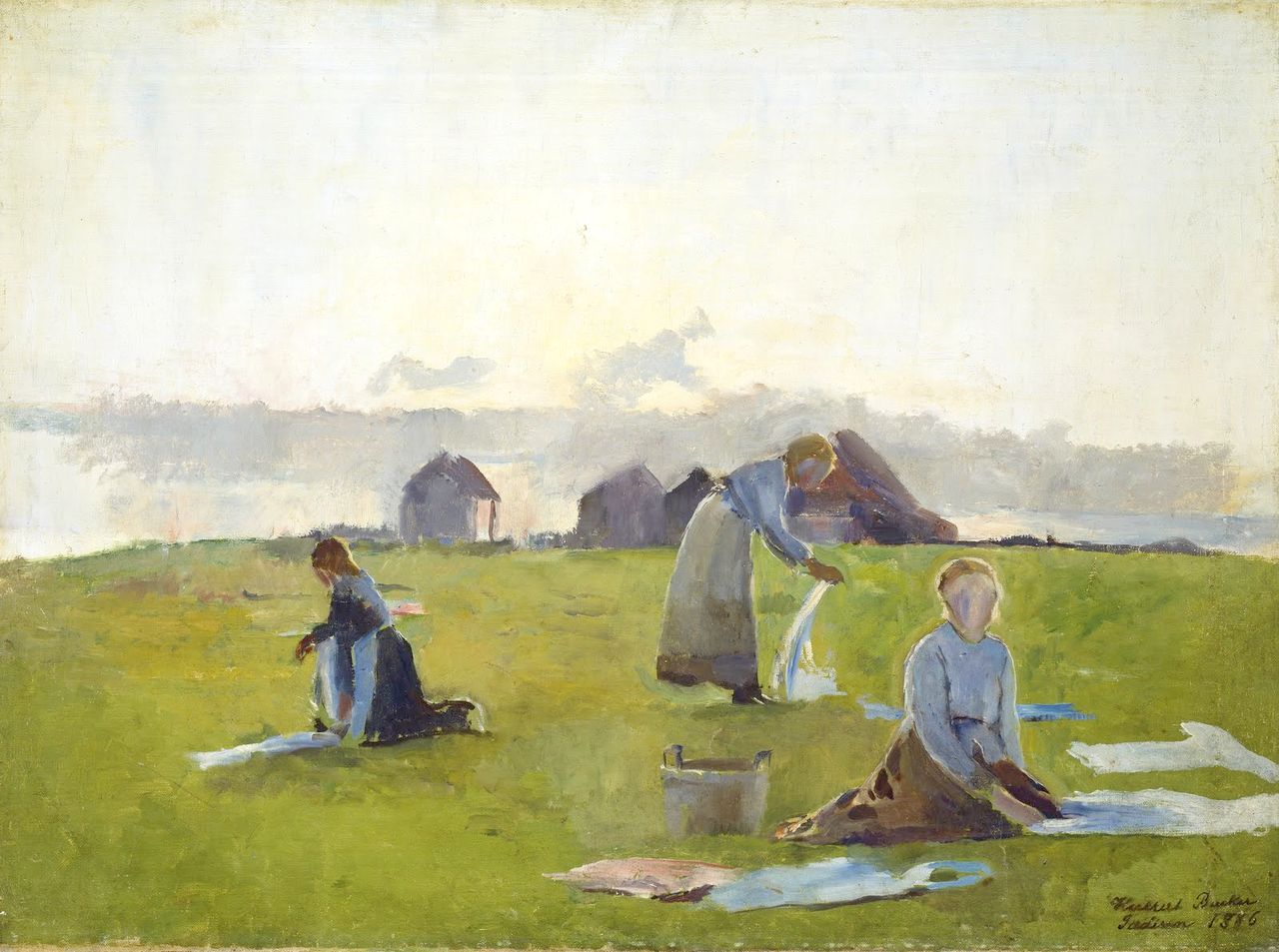 Jæren artwork - Harriet Backer (1845-1932) - Tørking av klær (1886)