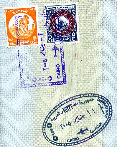 Egypt entry and exit stamps, 2005
